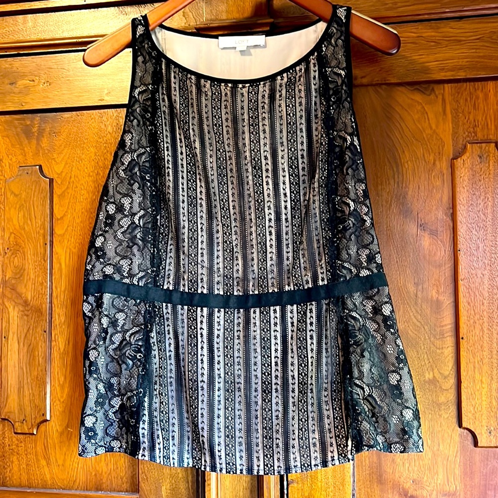 Ann Taylor Loft Black Lace Top Size 14